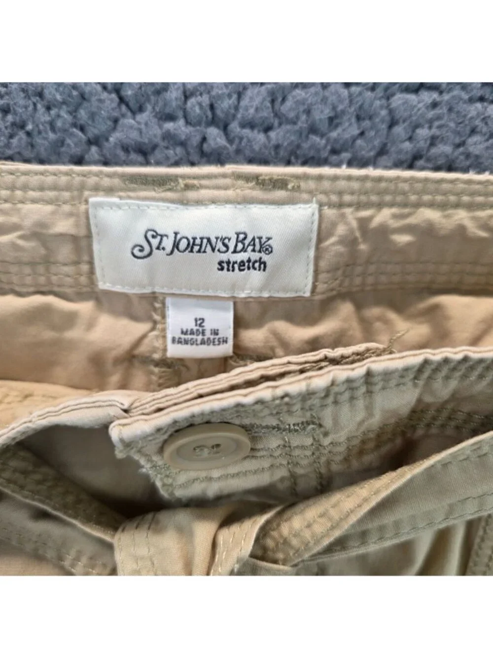 St. Johns Stretch Skort 12 Beige Cotton Utility Casual Granola Weekends Preppy